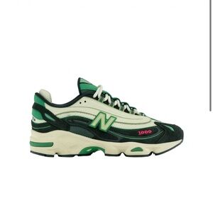 New Balance Green and Cream Athletic Shoes